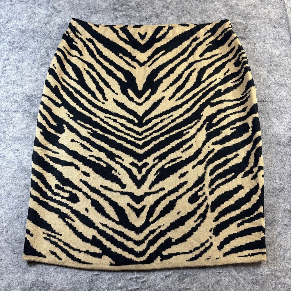 New Lane Bryant Animal Print Skirt Women's 14/16 Black Tan Pull On Classy Party